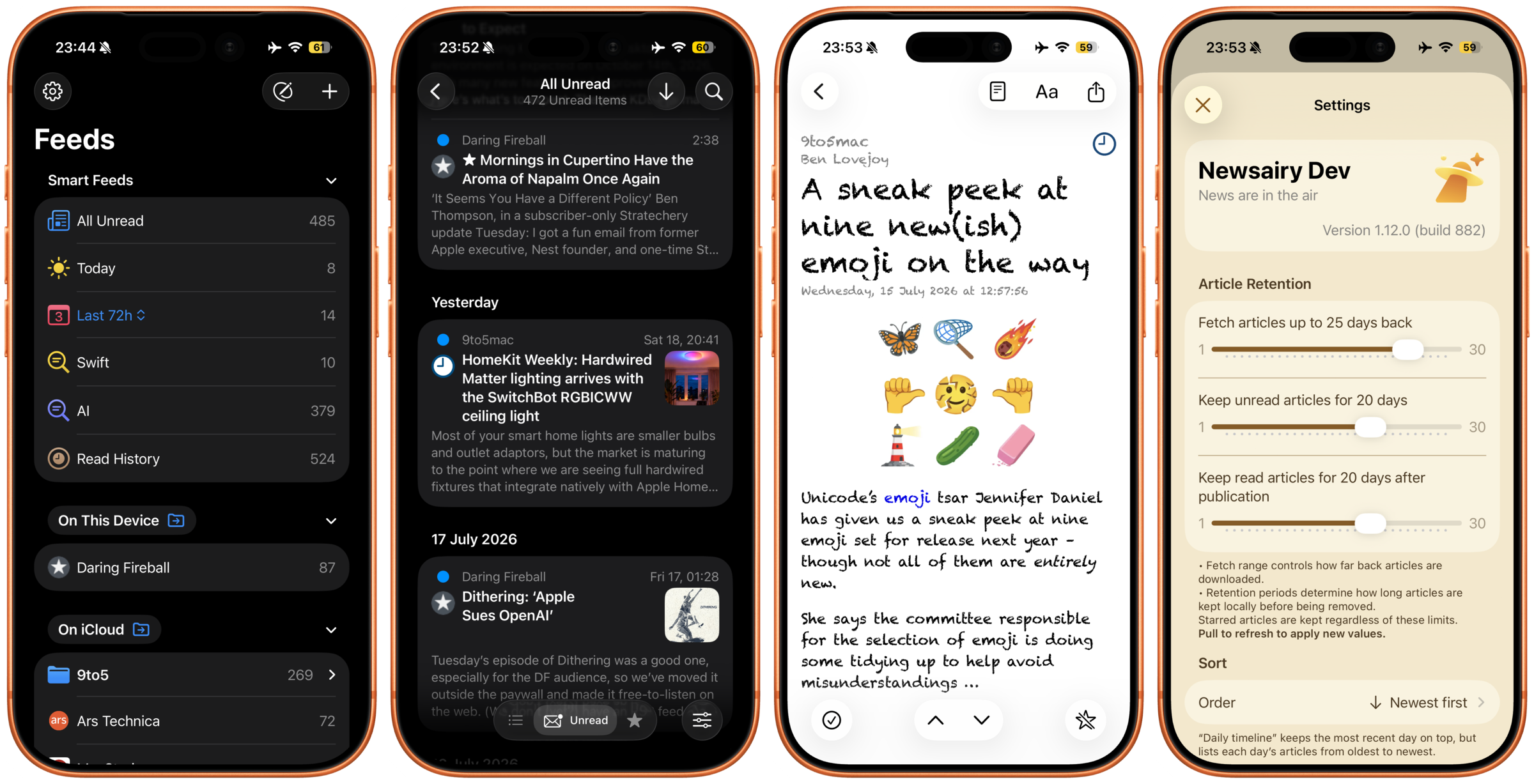 Newsairy on iPhone